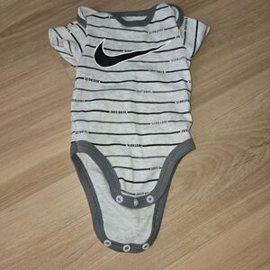 Nike Gray & Black Striped Baby Bodysuit